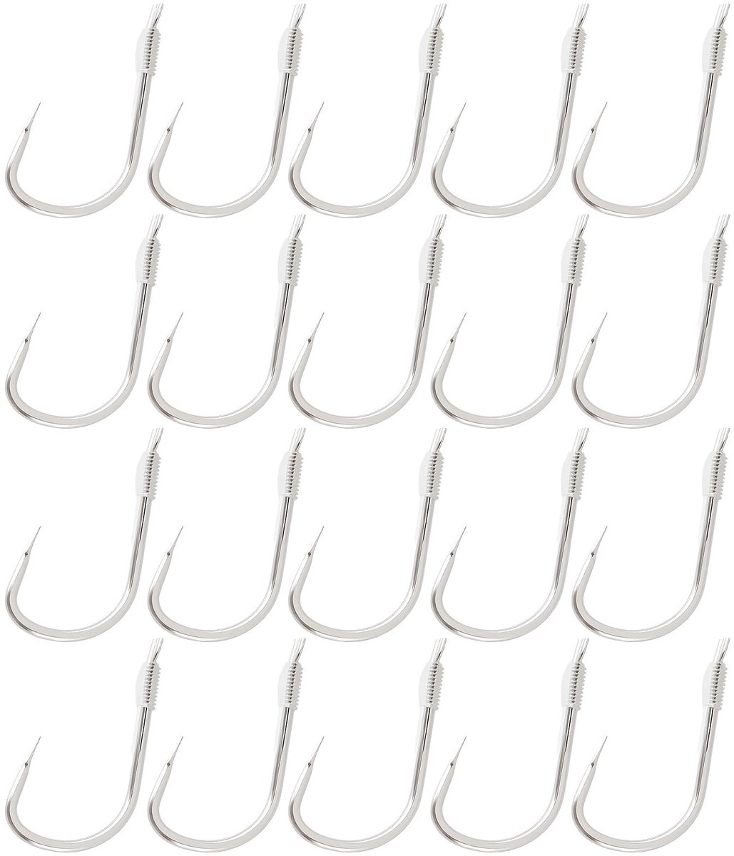 Dailygoods- Vishaken 20 Stuks - Weerhaakloze Vishaak - 45Cm Vislijn Nylon - Koolstofstaal - Hoge Sterkte - Corrosiebestendig - Vislijnen