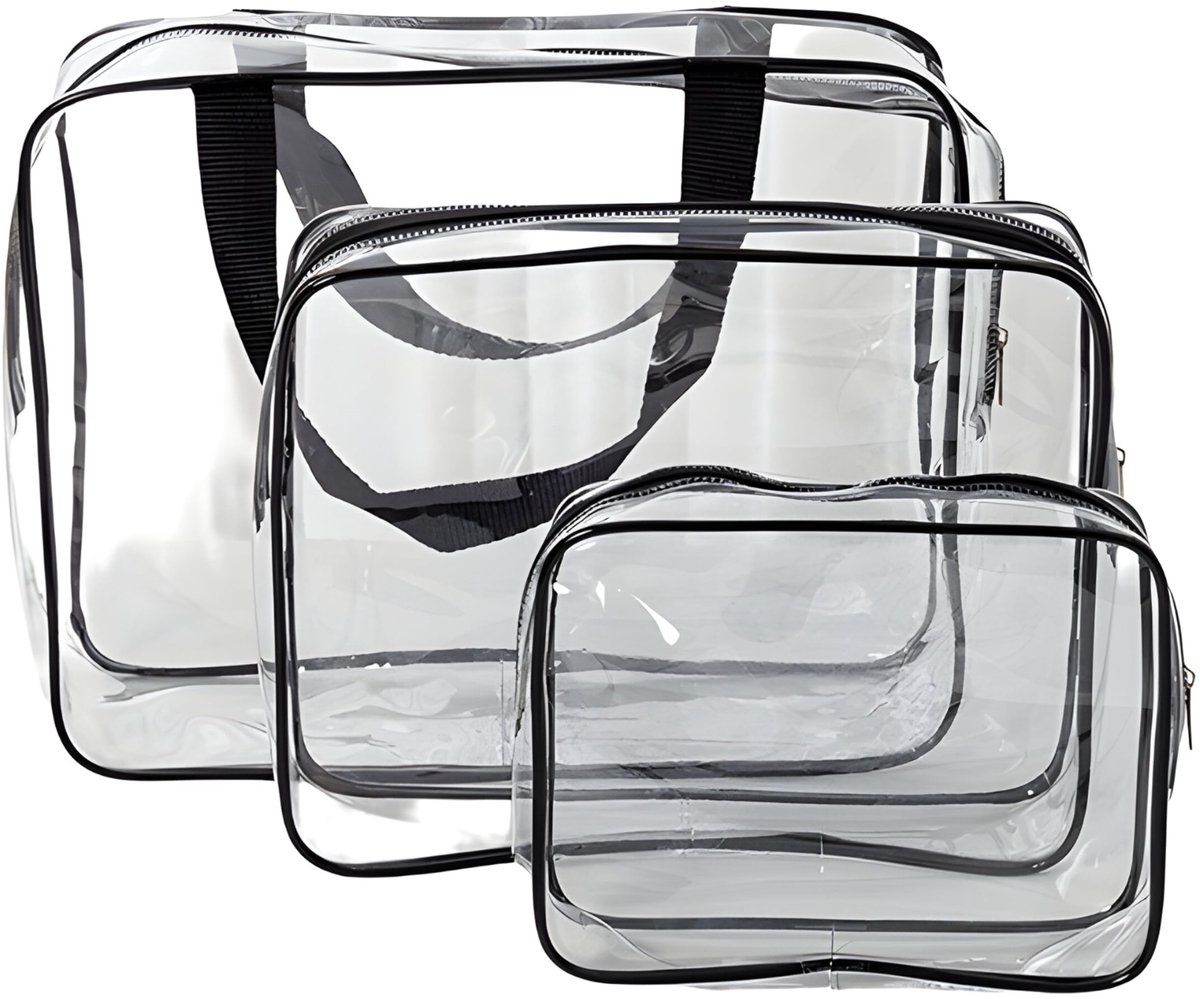 Dailygoods- Toilettas Waterdicht - 3 Stuks - Transparant/Modern - Make-uptas - Reisaccessoires - Duurzaam Materiaal - Cosmeticatas