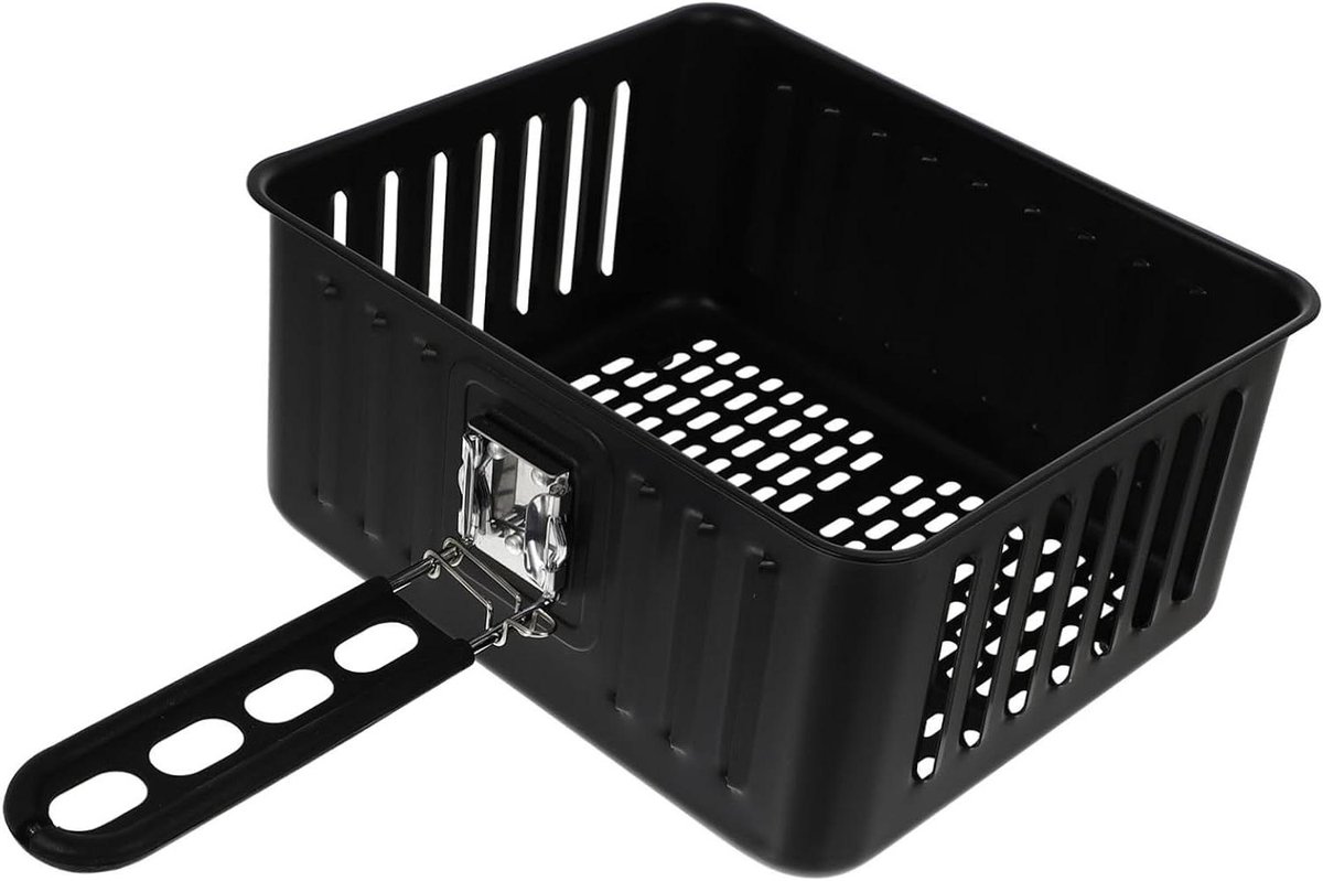 Vierkante Airfryer Mand - Keukenmand Frituren - Maaltijden Bereiden - Ergonomisch Handvat - 38 x 23 x 11 cm - Zwart