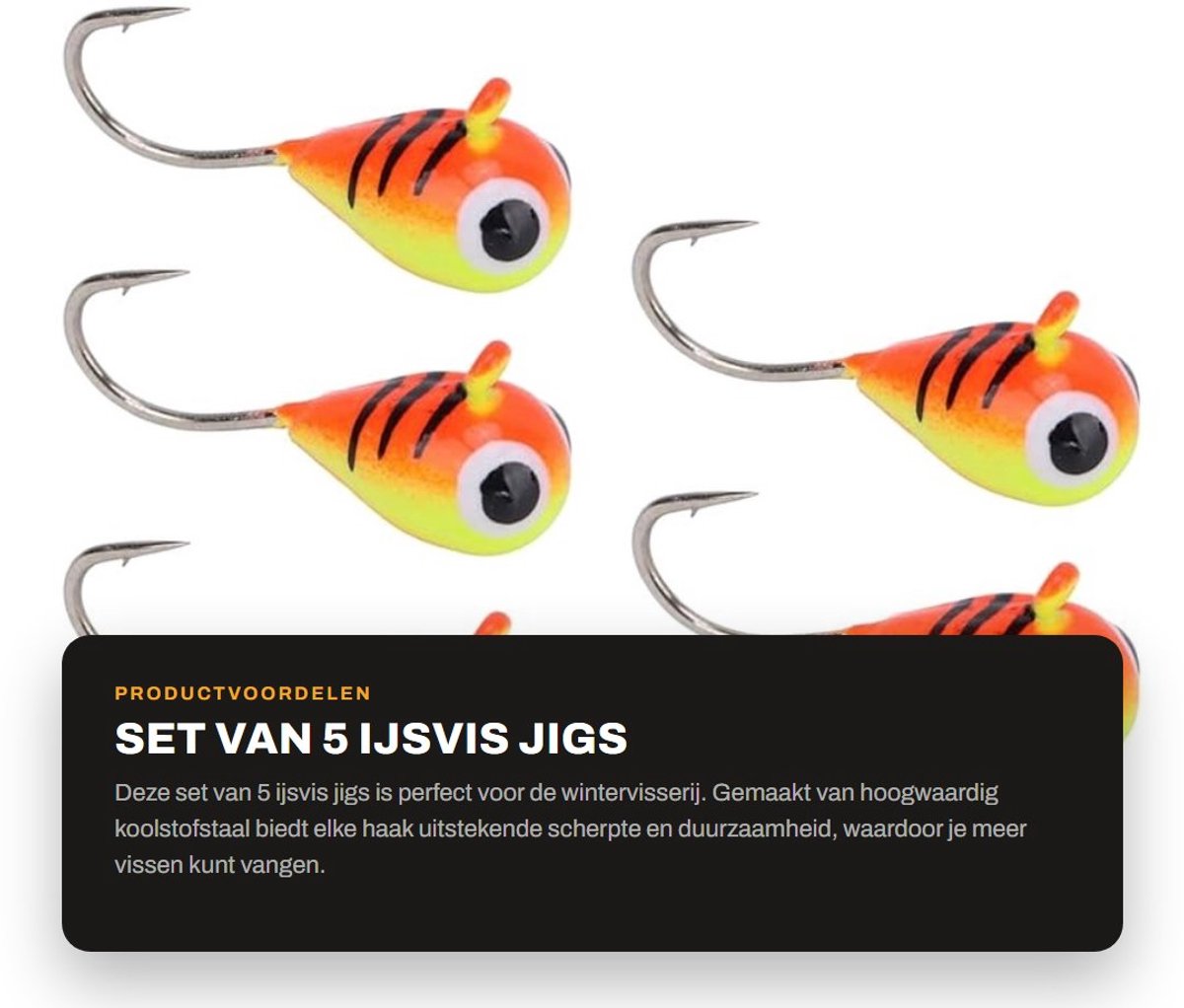 Dailygoods- Ijsvissen Jigs - 5 Stuks - Koolstofstaal - Duurzaam - Levensecht - Continue Scherpte - Viskunstaas