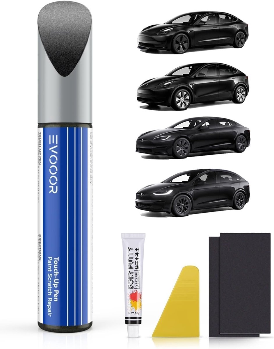 SnelShoppen - Solid Black Touch Up Paint Kit voor Tesla Model 3/Y/S/X - Kleurgecoördineerde Verfpen voor Krassen en Schadeherstel