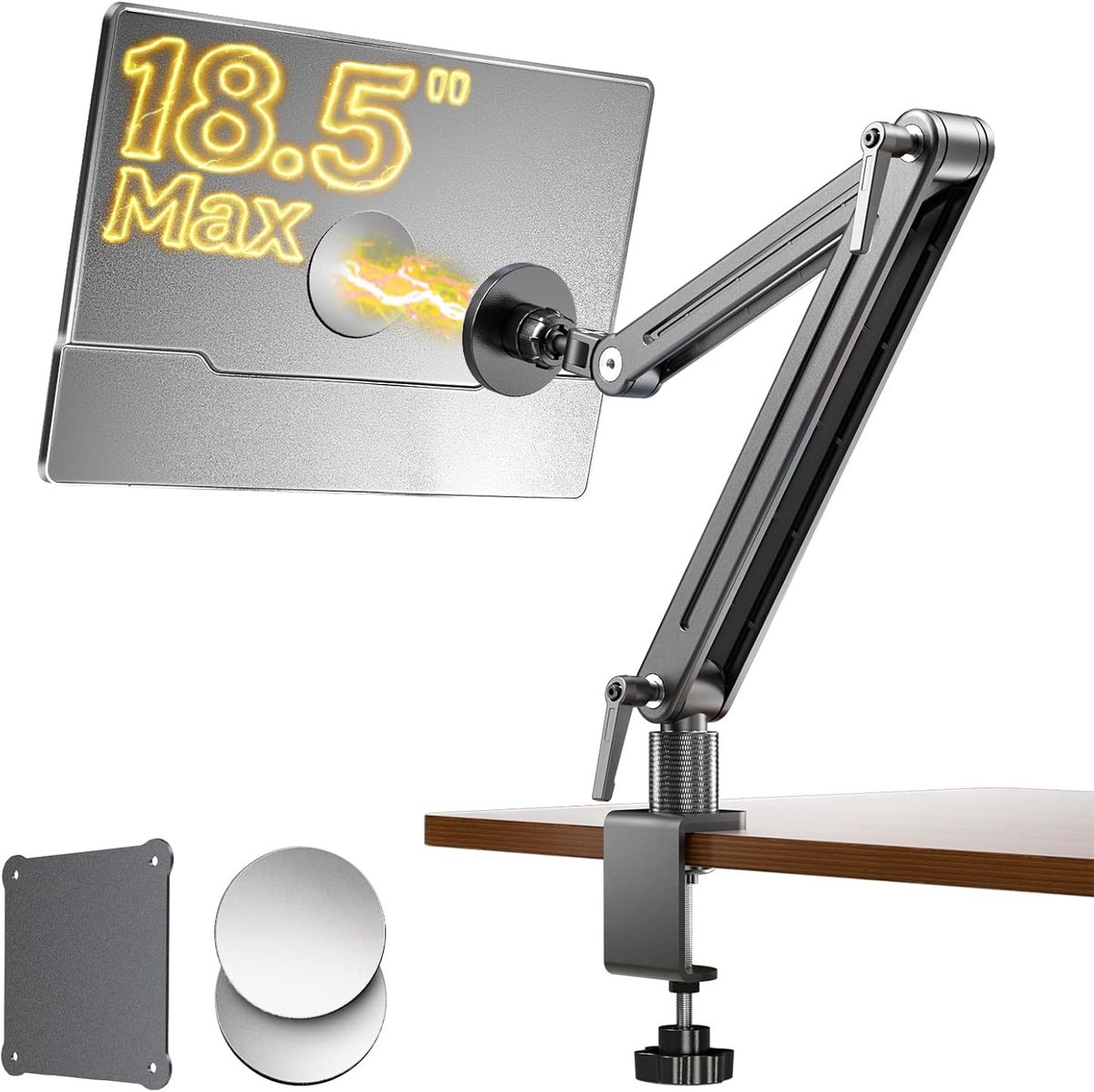 SnelShoppen - Magnetische Draagbare Monitorstandaard & Armhouder, VESA 75mm, 360° Draaibaar, Verstelbaar & Inklapbaar voor 4,7"-22" Monitoren en Table