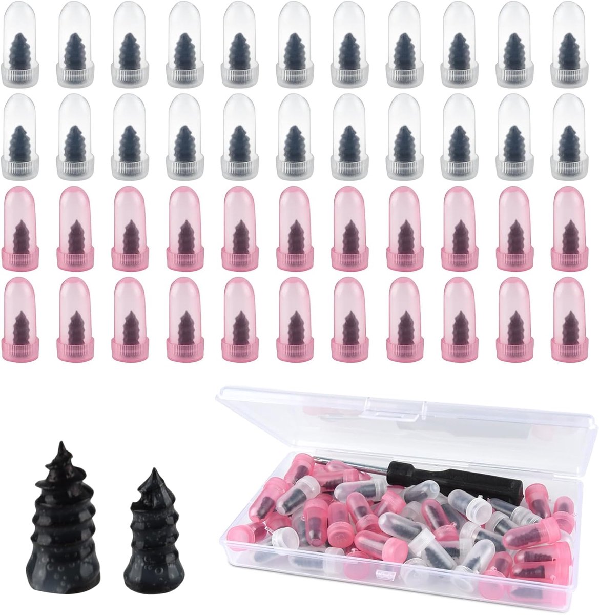 SnelShoppen - 50 stuks Rubber Bandenreparatie Spijkers, Spiraalrubberen Spijkersset met Schroevendraaier, Geschikt voor Auto, Motorfiets, Vrachtwagen,