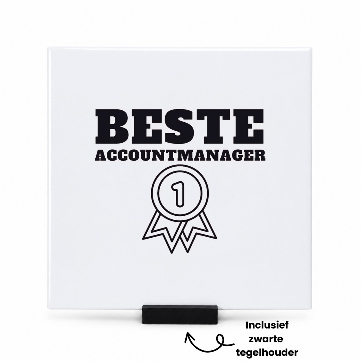 Hacebo Beste accountmanager tegeltje met tegelhouder - Beste accountmanager - collega - tegeltjes met tekst - welkom - afscheid - spreuktegels - 15x15 CM Wit