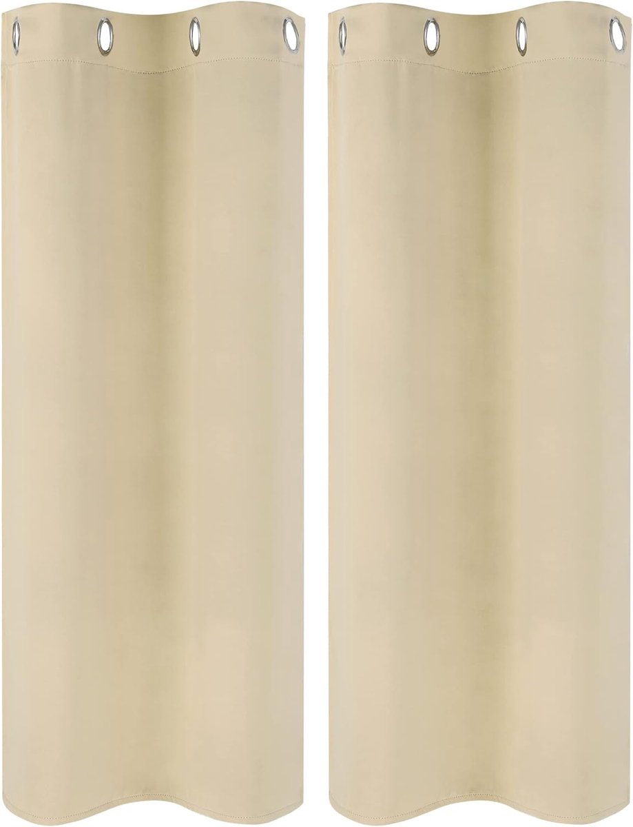 SnelShoppen - Set van 2 Opaque Gordijnen met Oogjes - Zwarteout Gordijnen Kort - Kanten Gordijnen Bistro - Modern voor Keuken, Kantoor, Woonkamer, Sla