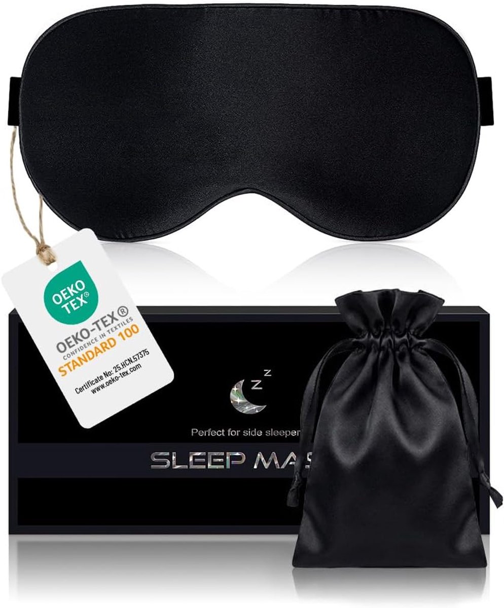 SnelShoppen - Luxe Zijde Slaapmasker - 100% Pure Zijde - Anti-Allergisch & Verduisterend - Verstelbare Hoofdband - Nachtmasker voor Mannen en Vrouwen