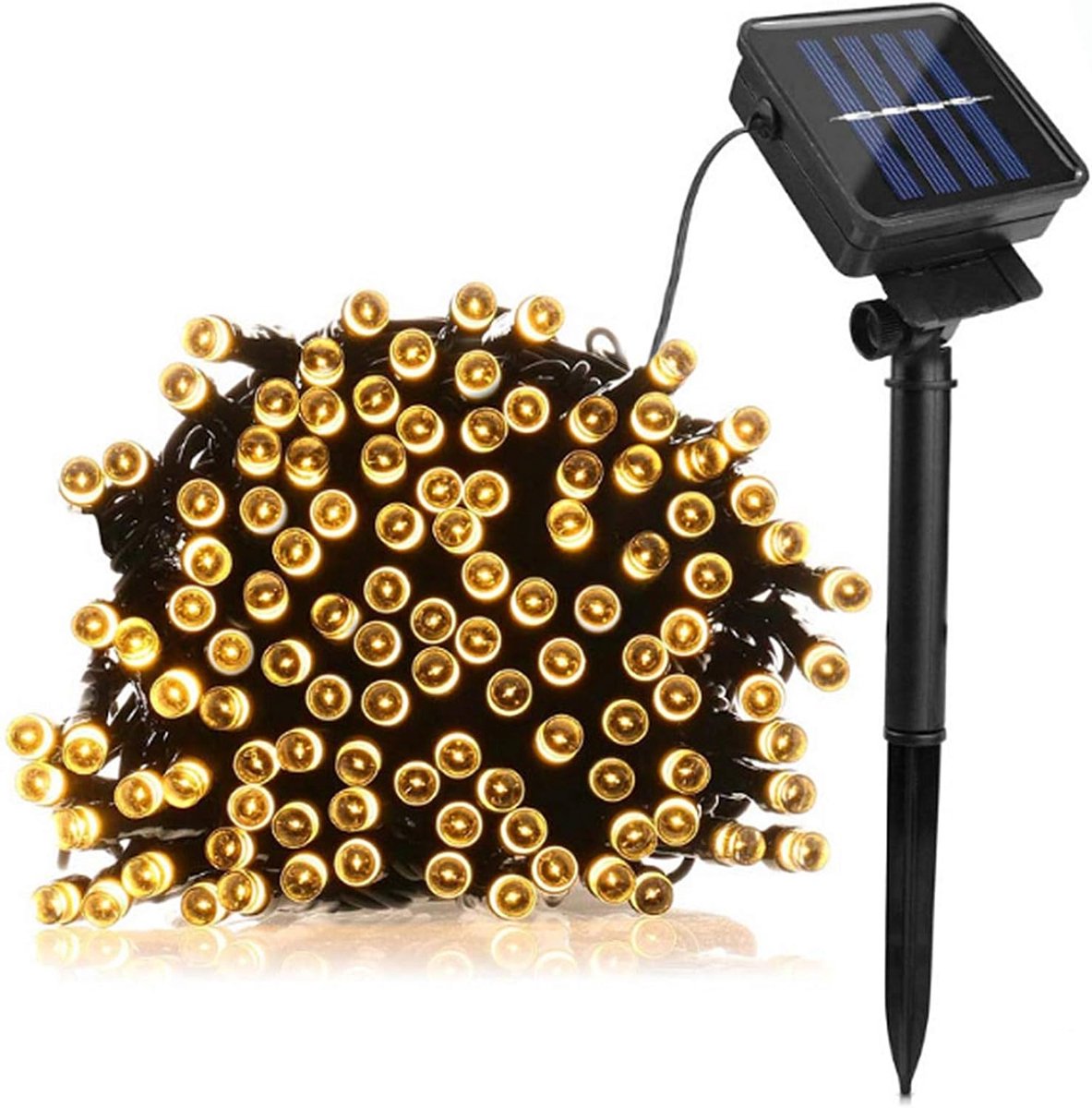 SnelShoppen - 7M 50 LED Solar Fairy Lights Warm White, Dimmable, Waterproof, 8 Modes, Perfect voor Tuin, Balkon, Feesten, Kerst en Bruiloften