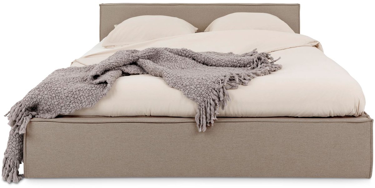 Gestoffeerd bed PESARO 140x200 cm met lattenbodem – greige