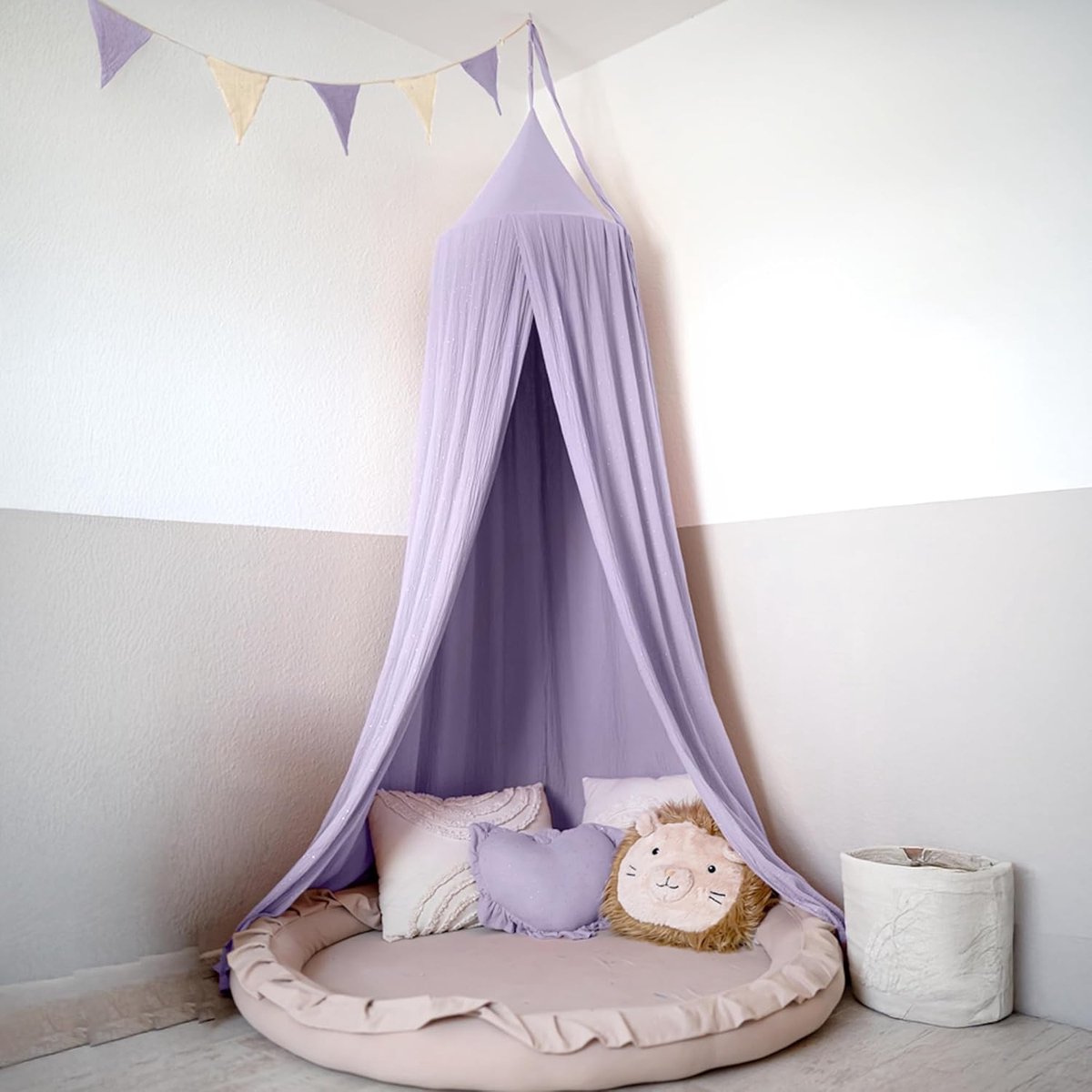 SnelShoppen - Canopy Kinderen met Gouden Applicatie, 100% Katoen Musselin, 12 Kleuren, Bedgordijn voor Babykamer, Decoratie voor Babybed, Sfeervolle H