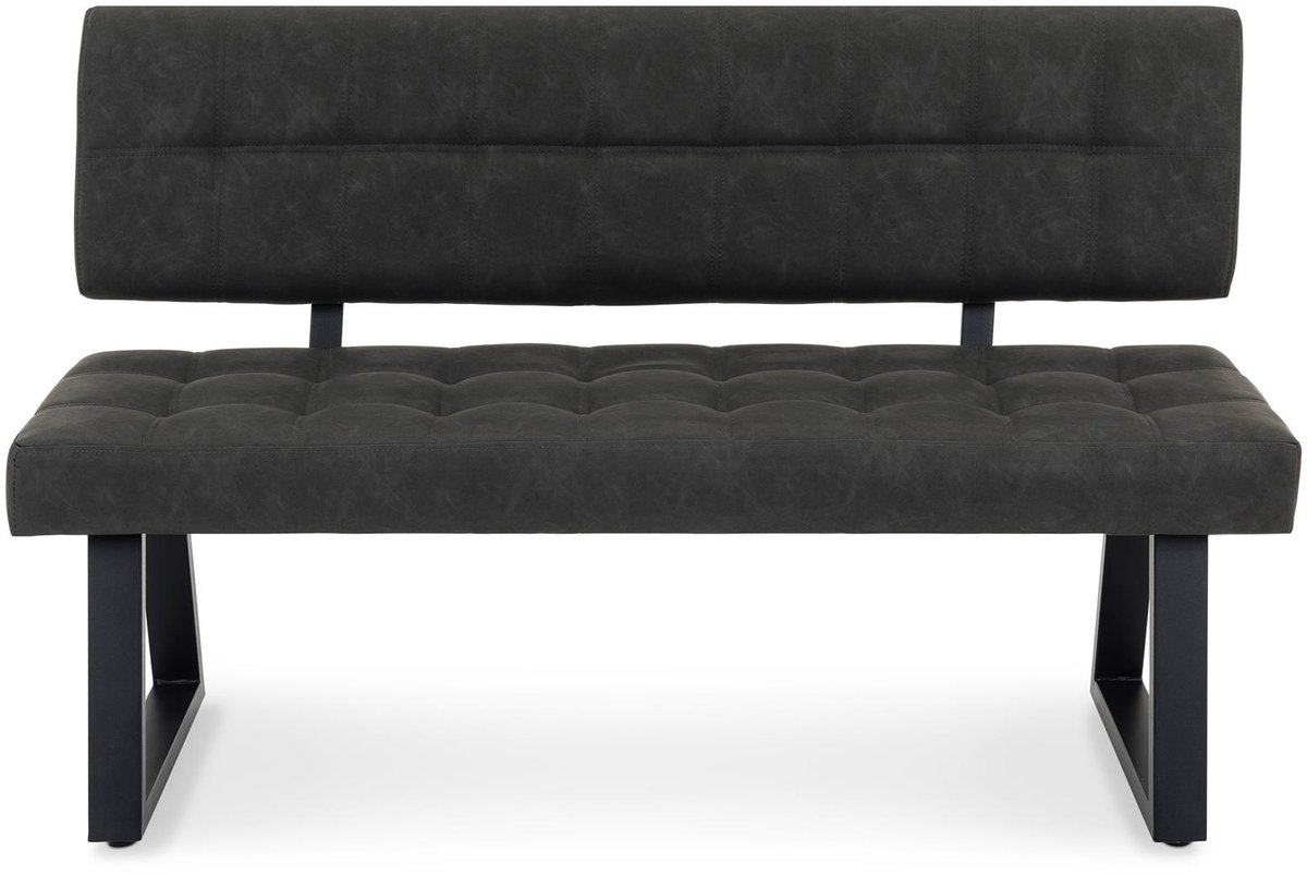 Eetkamerbank KORSI met vintage leerlook – Zwart