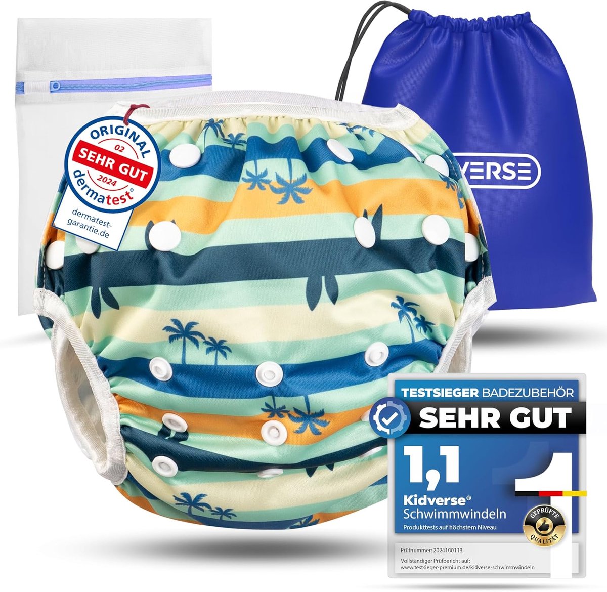 SnelShoppen - Herbruikbare zwemluiers voor baby 0-3 jaar - Huidvriendelijk, absorberend, met opbergtas & wasnet, ideaal voor zwembad en strand