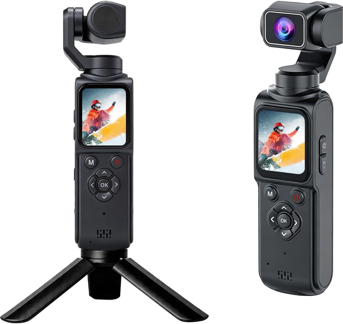 SnelShoppen - 4K D'Action Camera - Draaibare Vlogging Camera met 1.72 Inch Touchscreen, Draadloze Transmissie, Mini Pocket Cam voor Reis, Live Streami