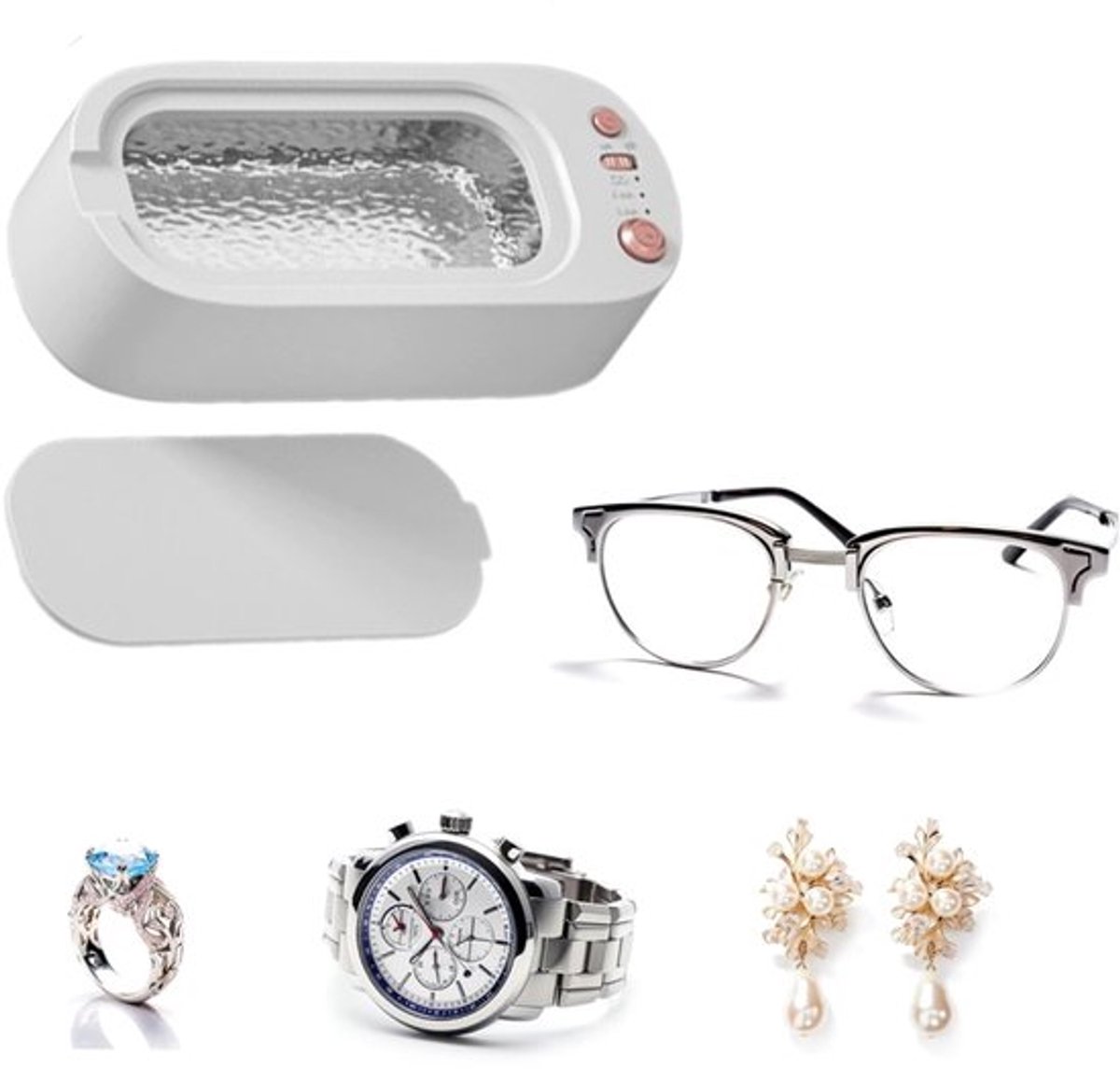 Mini ultrasoon reiniger - perfect voor juwelen, brillen - Sieraden Reiniger - Ultrasone - Reinigingsapparaat - Sieraden schoonmaken - Ultrasoon reiniger - Reinigingsapparaat voor instrumenten - Ultrasone Reiniger - brillenreinigingsapparaat