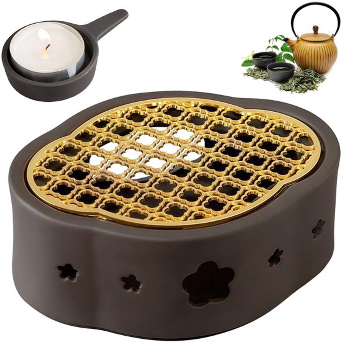 Ceramische Theepot Warmhouder Koffiewarmhouder Stoof Theewarmhouder Ceramische Stoofbeker Kaarsen Holle Snijdingen voor Thuis Café Plum Bosome