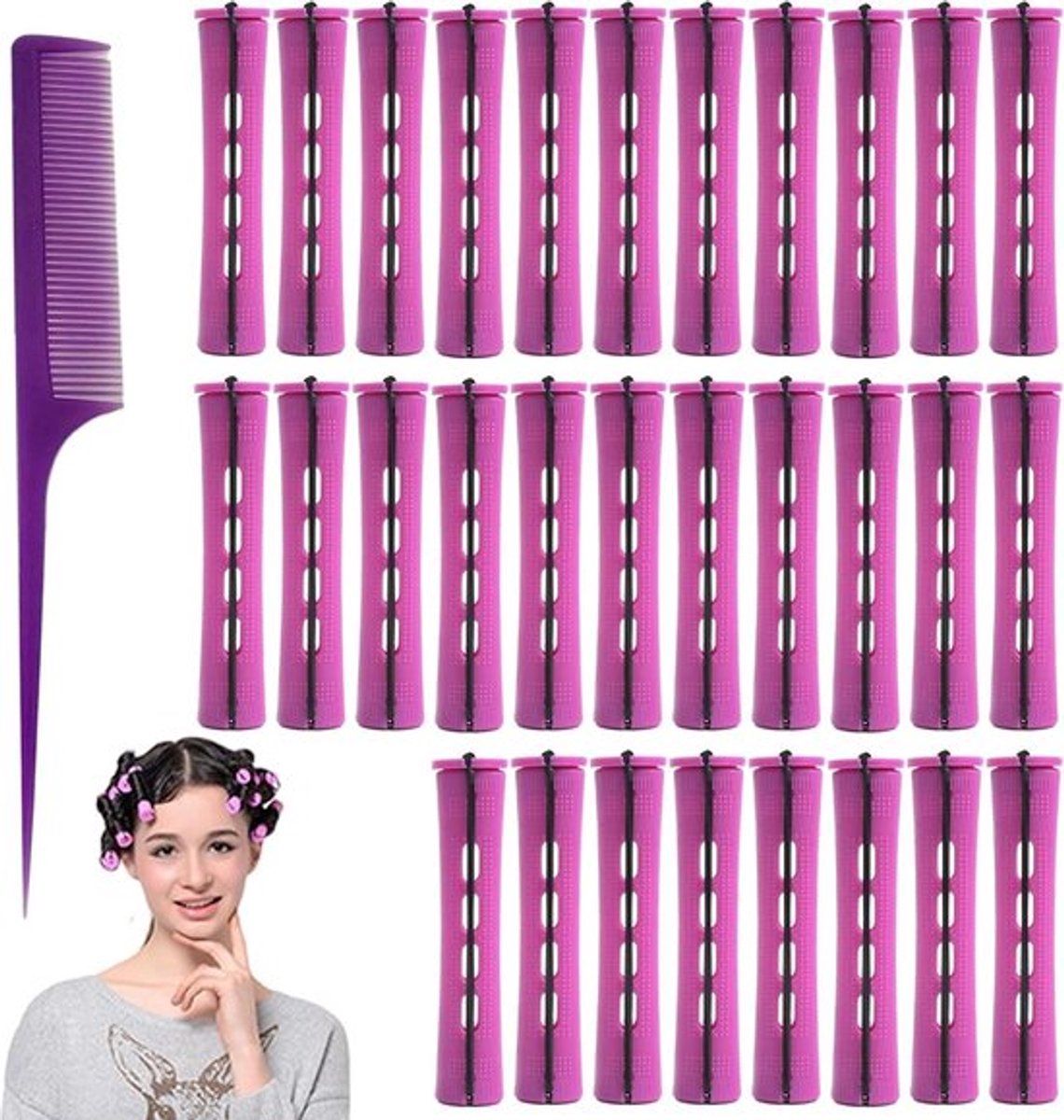 Haarrollers Set Diameter 5mm Kruller Permanente Haarkrulspelden - Prachtige Krullen zonder Schade aan uw Haar