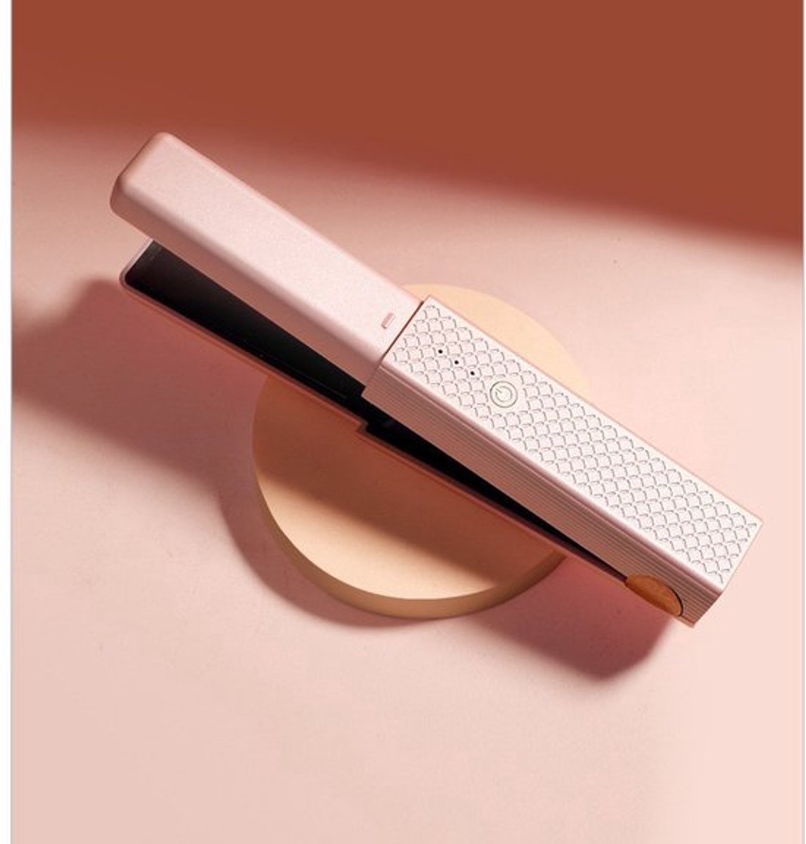 Stijltang - Draadloze stijltang - Draadloze USB-stijltang - Mini keramische stijltang - 3 draagbare stijltangen met constante temperatuur voor op reis (roze)