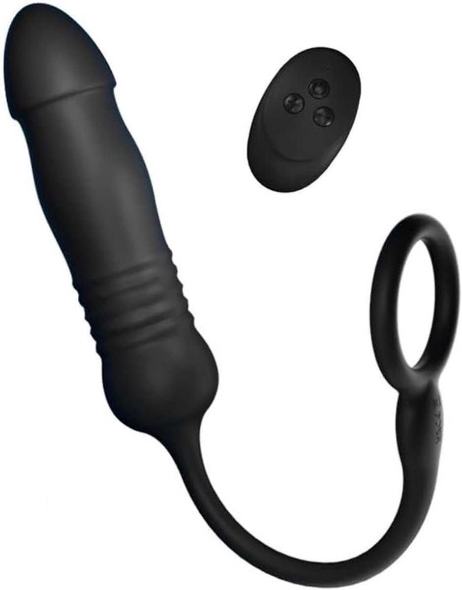 Mannelijke anale telescoop vibrator - Dildo die stuwt en trilt - Mannen dildo - Buttplug - Cockring - Penis ring - 6 standen - USB oplaadbaar