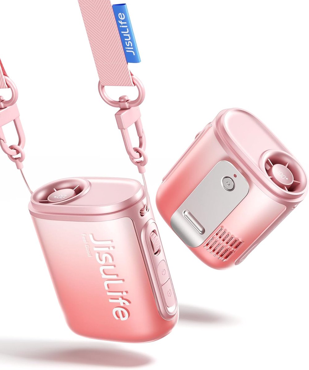 Thijox - Draagbare Nekventilator - Tailleventilator - Tot 16 Uur Werktijd - Reisbenodigdheden voor Meisjes - Perfect voor Outdoor, Opvliegers - Roze
