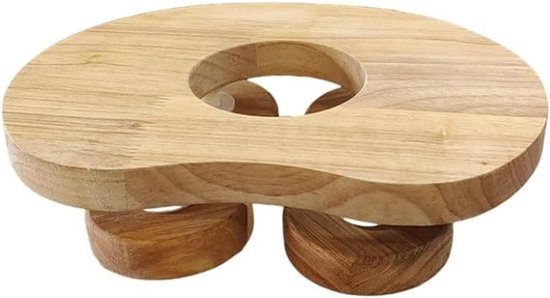 Houten saunahoofdsteun met ronde steunen aan de onderkant.