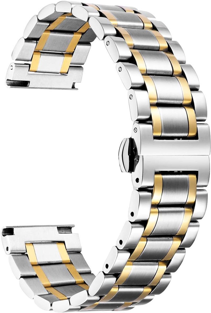 SnelShoppen - Vervangende Roestvrijstalen Horlogebanden voor Dames en Heren - Recht Gebogen Uiteinde - 6 Kleuren - 9 Maten (12mm-24mm) - Modieuze Horl
