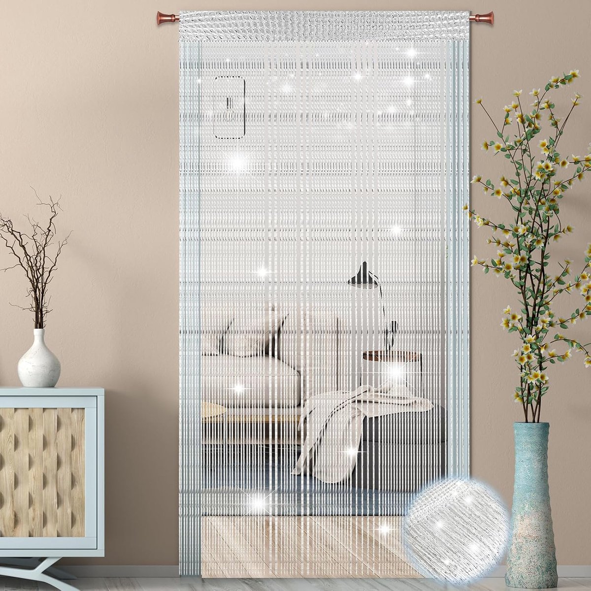 SnelShoppen - Witte Insectenwerende Draadgordijn Set - 2 Stuks 95 x 200 cm - Voor Deuren, Ramen, Balkondeuren - Decoratie en Bescherming tegen Insecte