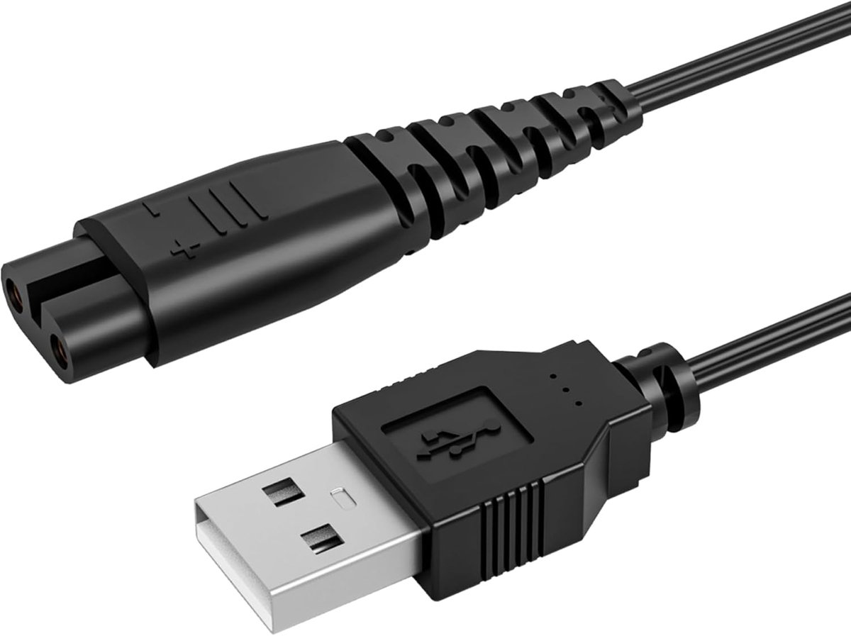 SnelShoppen - 1,5 M USB Laadkabel voor Draadloze Baardtrimmer en Scheerapparaat - Compatibel met Hatteker RFC-696/695/690/692/588/598 - Vervangende Op
