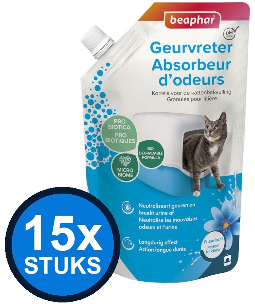 15x Beaphar - geurvreter kattenbakreiniging 400gr - Dierenverzorging
