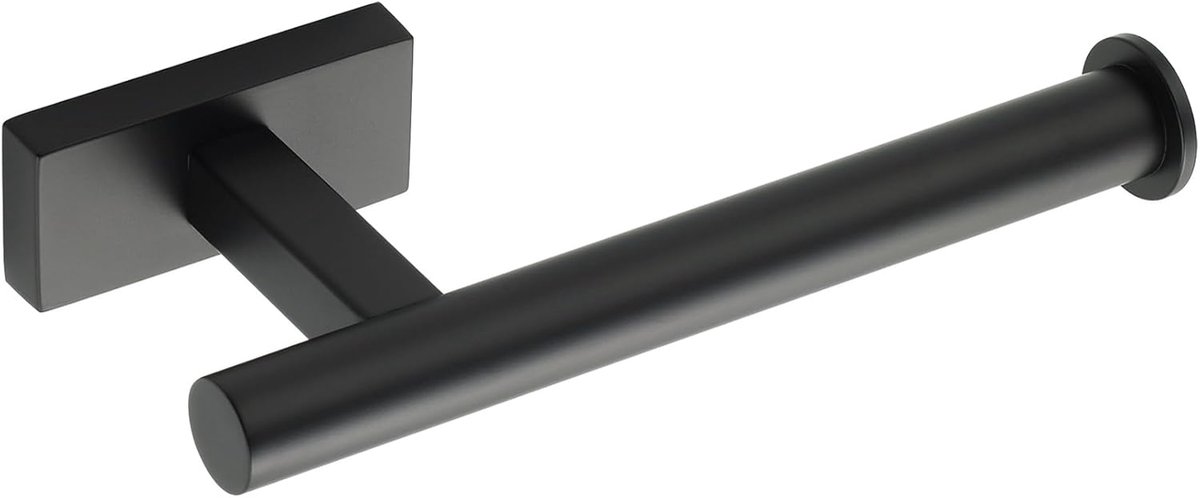 SnelShoppen - Toiletpapierhouder Zwart - Modern L-vormig Design - RVS 304 - Inclusief Bevestigingsmateriaal - Voor Badkamer en Keuken - 16x7x3.2 cm