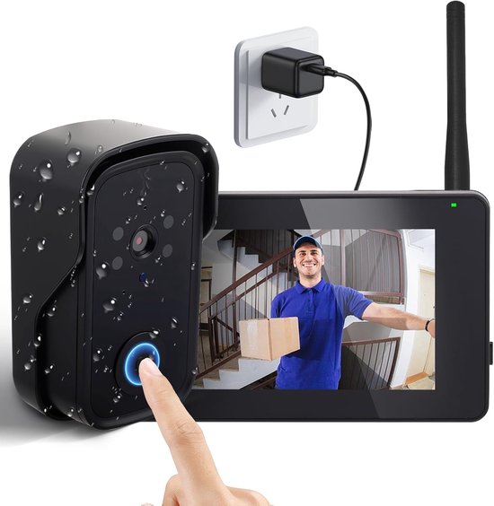 Foto: Snelshoppen draadloze deurbel met camera slimme videodeurbel beveiligingscamera hd beeldkwaliteit motion detection wifi verbinding geschikt vo