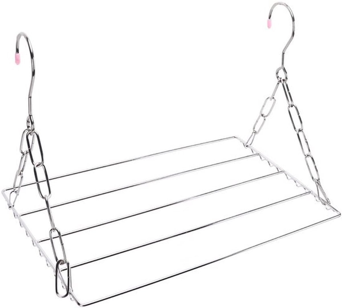Droogrek van roestvrij staal, opvouwbare sokkenhanger, kledinghanger voor het drogen van handdoeken, bh's (balkonsokken, wasrek (40 cm, zonder clip))
