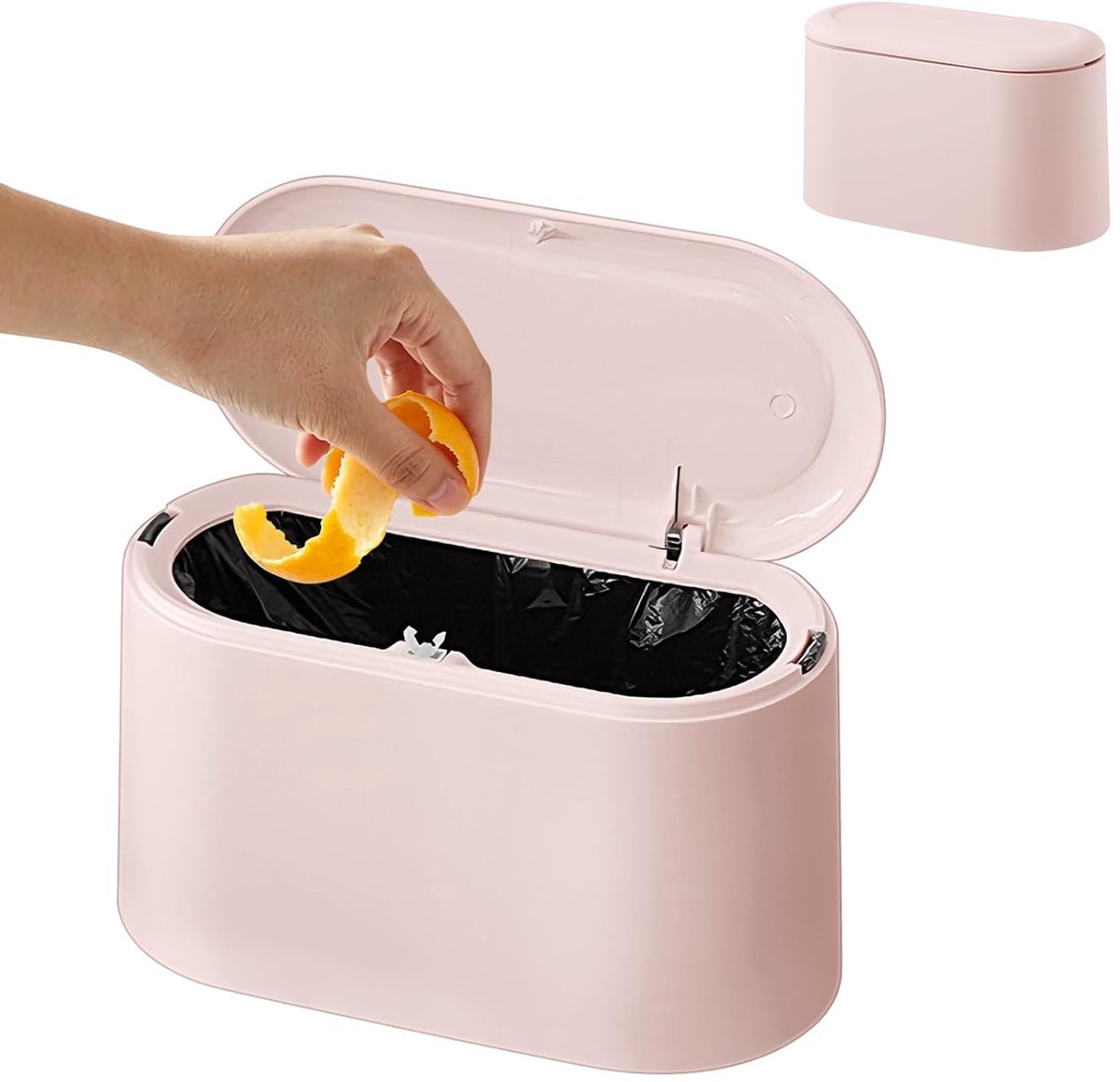 VHV - Prullenbak - Kleine badkamerprullenbak - Bureauprullenbak - Compacte afvalbak voor slaapkamer, kantoor, toilet en badkamer - 22*11*13cm - Roze