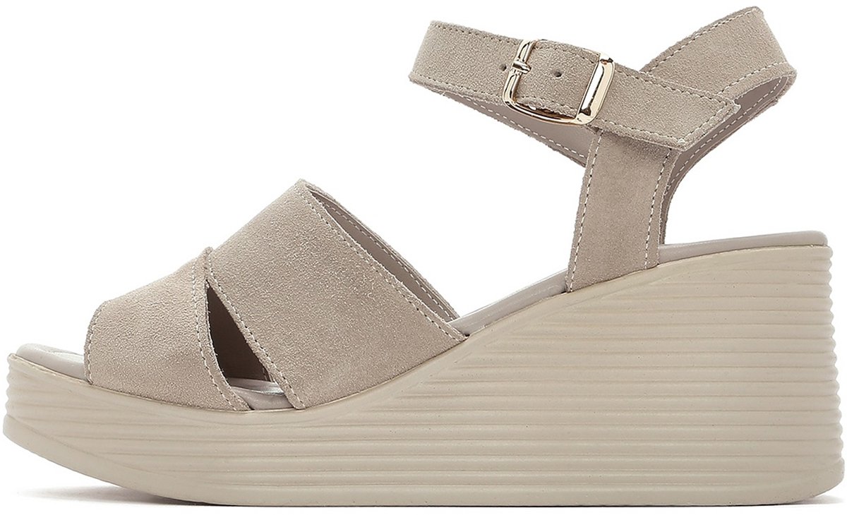 DERIMOD Sandalen Met Sleehak Leren Wedge Sandalen