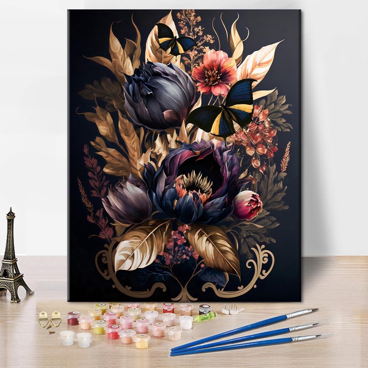SnelShoppen - Schilderen op Nummer Volwassenen - TISHIRON Vlinder Canvas Schilderset 40x50 cm met Acrylpigment en Penselen - Creatief Kunsthandwerk vo