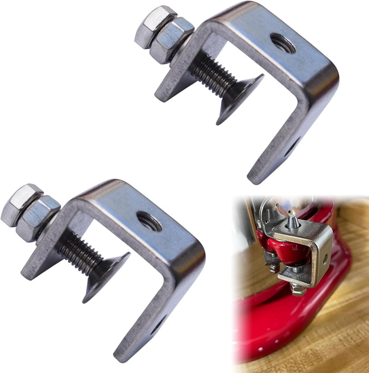 SnelShoppen - RVS C Klemmen, Sterke C Klemmen, Anti-Slip U Klemmen, Heavy Duty Klemmen, Universele RVS C Klemmen voor Werkbank en Tafel, Set van 2