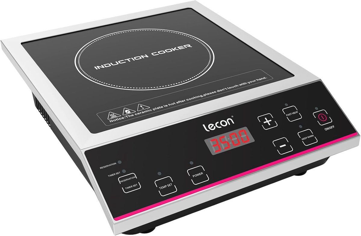 SnelShoppen - Inductie Kookplaat 3500W met Timer en Temperatuurregeling - Roestvrij Staal, 10 Vermogensstanden, Geschikt voor Koken, Grillen, Stomen e
