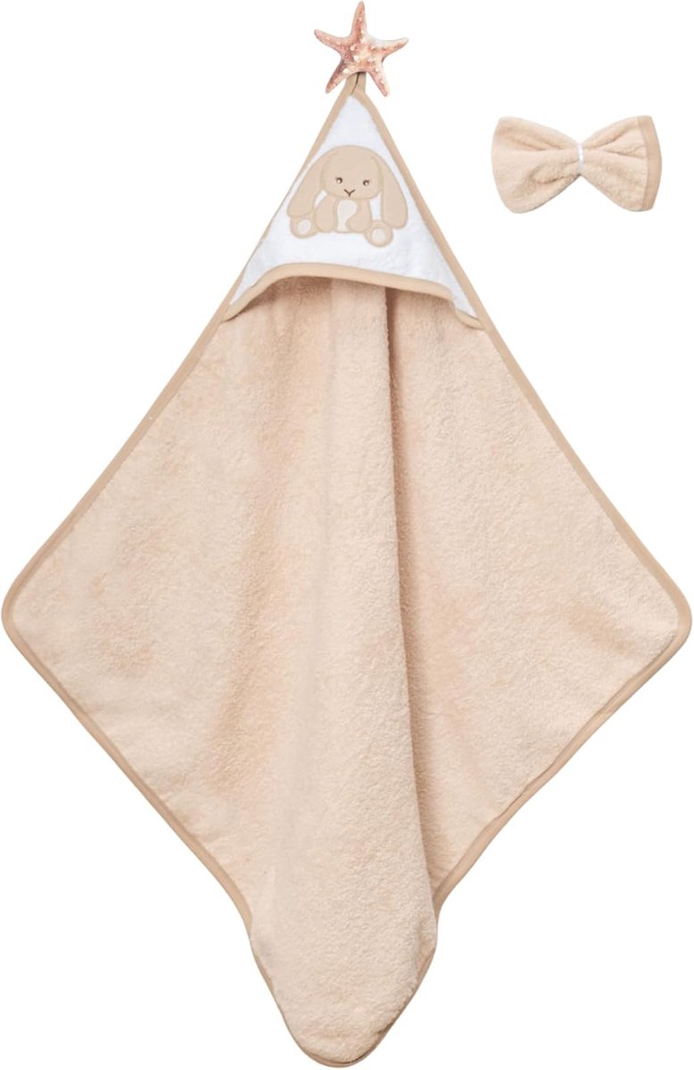SnelShoppen - Baby Badhanddoek met Konijnenmotief - 100% Katoen - Zachte en Absorberende Kapbadhanddoek voor Pasgeborenen en Peuters