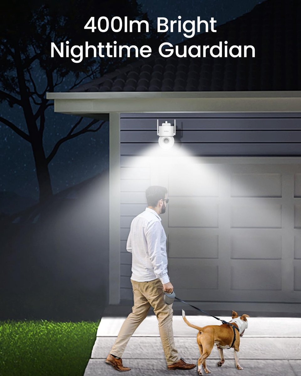 SnelShoppen - 2PACK 3K 5MP Outdoor Bewakingscamera - Bedraad met 400Lm Spotlight - Full Color Nachtzicht - 360° PTZ CCTV voor Tuin, Voertuig Beveiligi