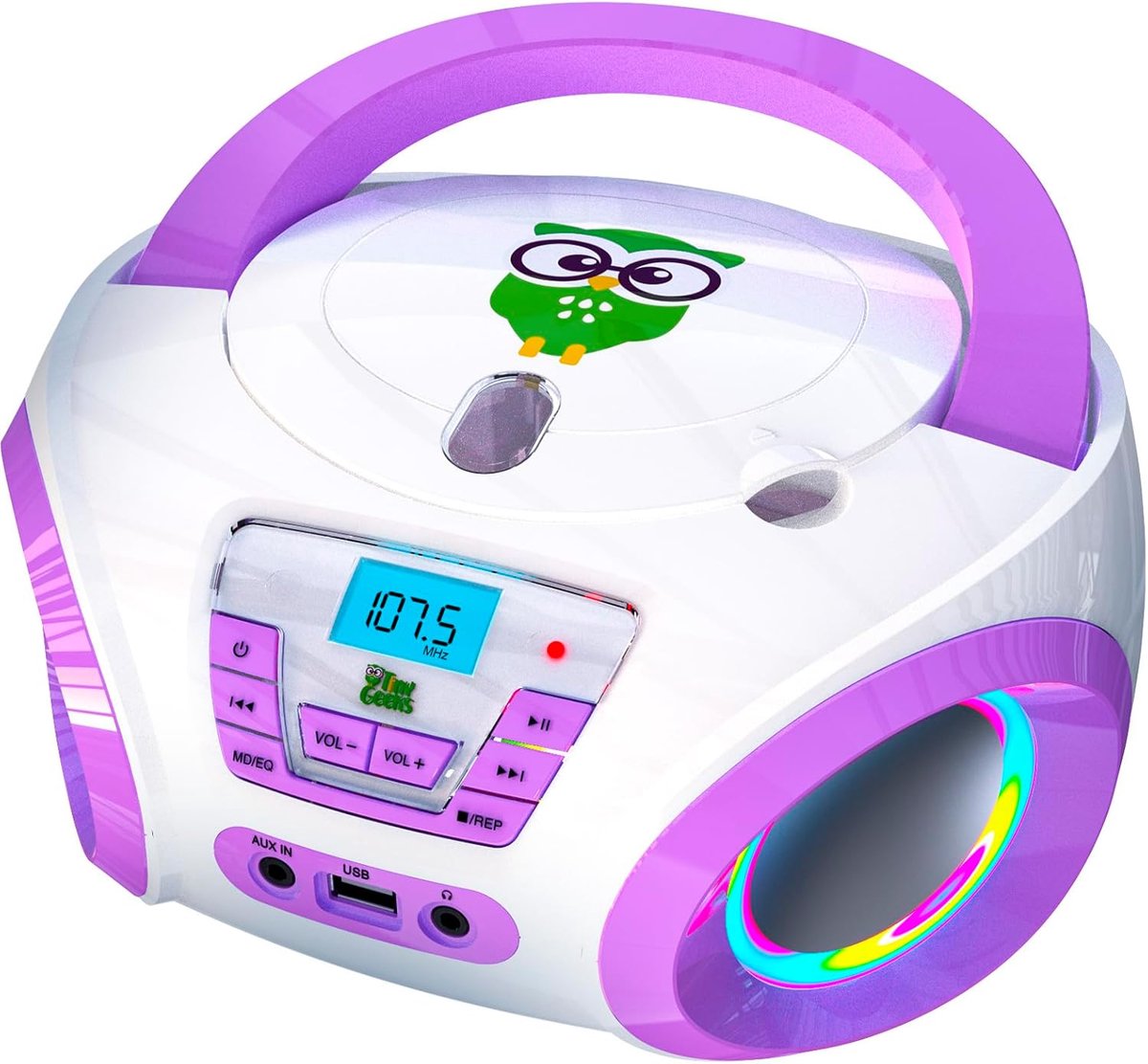 SnelShoppen - TinyGeeks Tunes CD-speler voor kinderen met FM-radio, luidsprekers en batterijen - Perfect voor feestjes, camping en thuisgebruik!