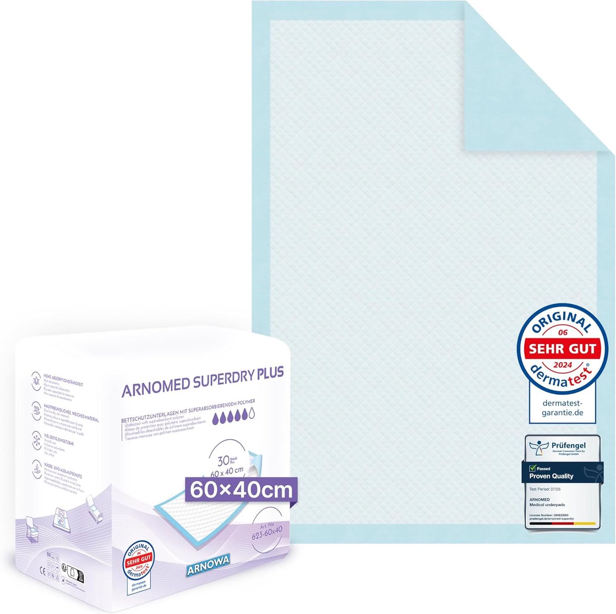 SnelShoppen - 30x Absorberende Incontinentiepads 60x40cm - Wegwerp Verschoningsmat voor Baby's - 5-laags Cellulose Pads voor Bed en Aankleedkussen - S