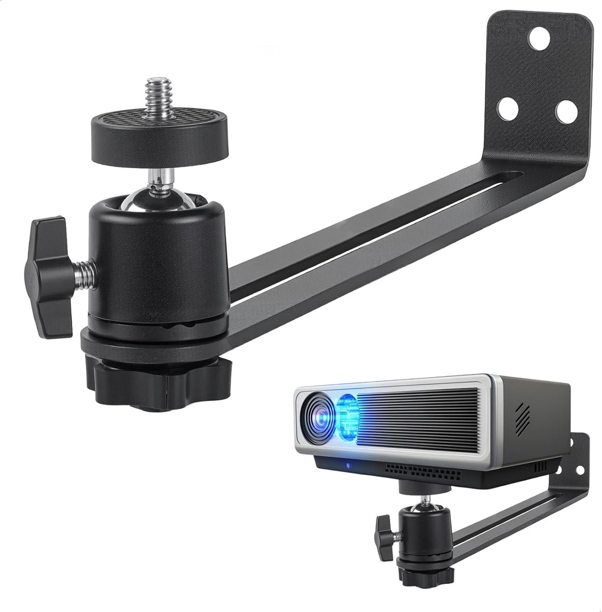 SnelShoppen - 360 Graden Draaibare Videoprojectorhouder, Wandhouder voor Projector, Metaal, Corrosiebestendig, Voor Thuisbioscoop, Kantoor, Woonkamer,