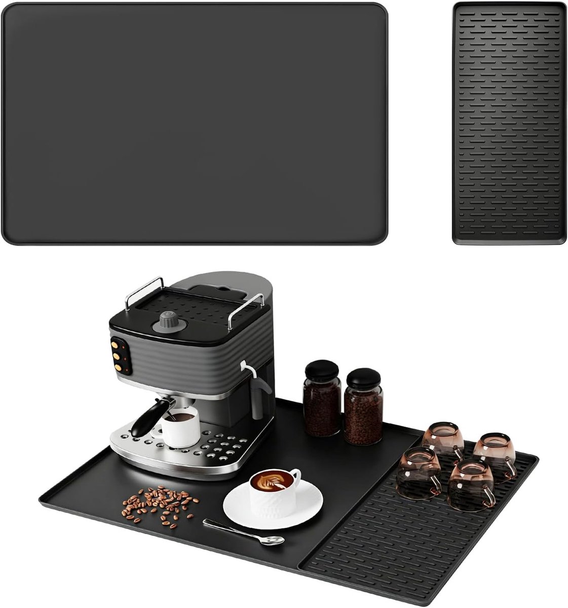 SnelShoppen - Siliconen Koffiemat 40x60, Antislip en Hittebestendig, 2-in-1 Afdruipmat voor Koffiezetapparaat, Ideaal voor Espressomachine, Glazen en