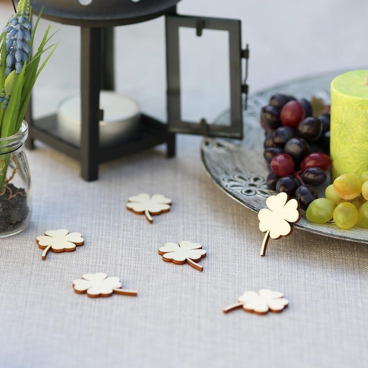 Multiplex Decoratie - Houten Figuurtjes - Tafel Decoreren - Gelaserd Hout - Keuze uit 3 cm - Klaverblad