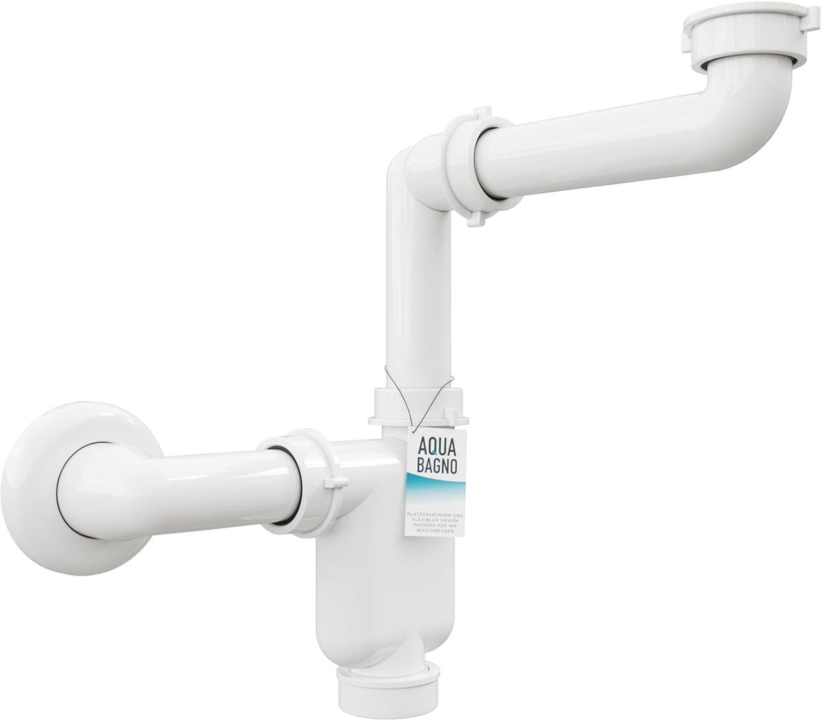 SnelShoppen - Space-saving Siphon voor Wasbak, Flexibel Aanpasbaar, G 1 1/4 inch, DN 32mm, Badkamer, Onder de Wasbak, Efficiënt Ruimtegebruik