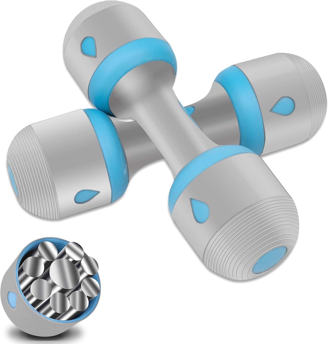 SnelShoppen - Verstelbare Dumbbell, 2 x 5 kg, 5-in-1 Halters, Gewichten voor Mannen en Vrouwen, Antislip Neopreen Handvat voor Fitness, Gym, Pilates e