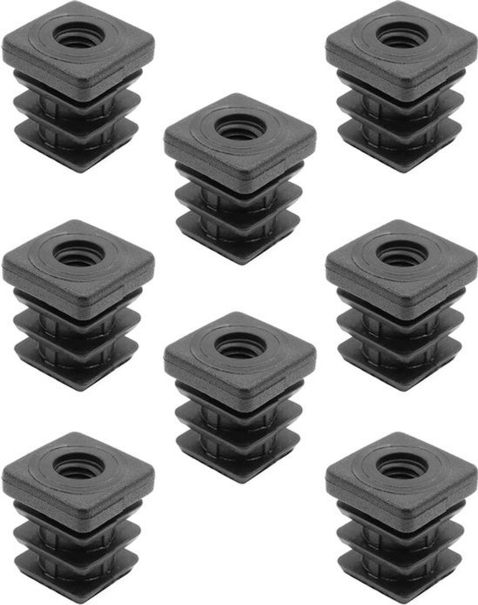 8 x Voetdoppen voor Vierkante Buizen 20 x 20 mm - M8 Binnendraad, Tot 200 kg Draagvermogen