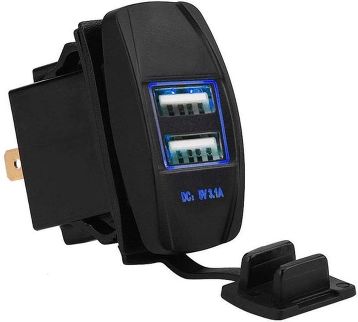 Dubbele USB poorten Autolader Stopcontact Stroomadapter USB oplader Waterdicht 12 24V 3 1A Auto accessoire(Blauw), Elektronische accessoires