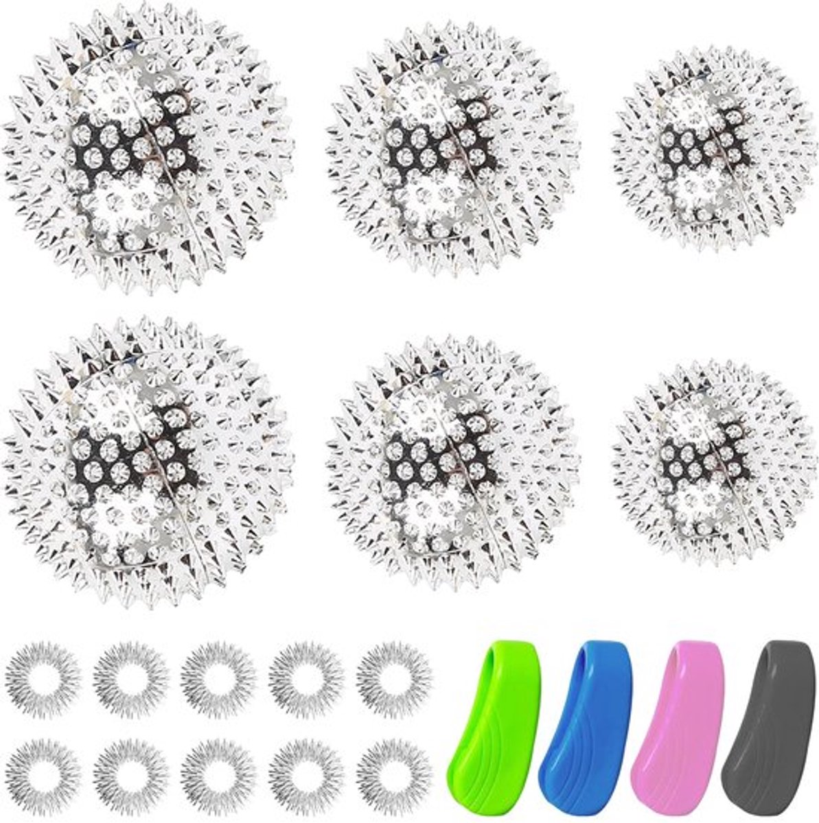 3 stuks egelballen, magnetisch: magnetische acupressuurbal met acupressuurclip, acupressuurballen met acupressuurclip, massagering voor stressverlichting of massage