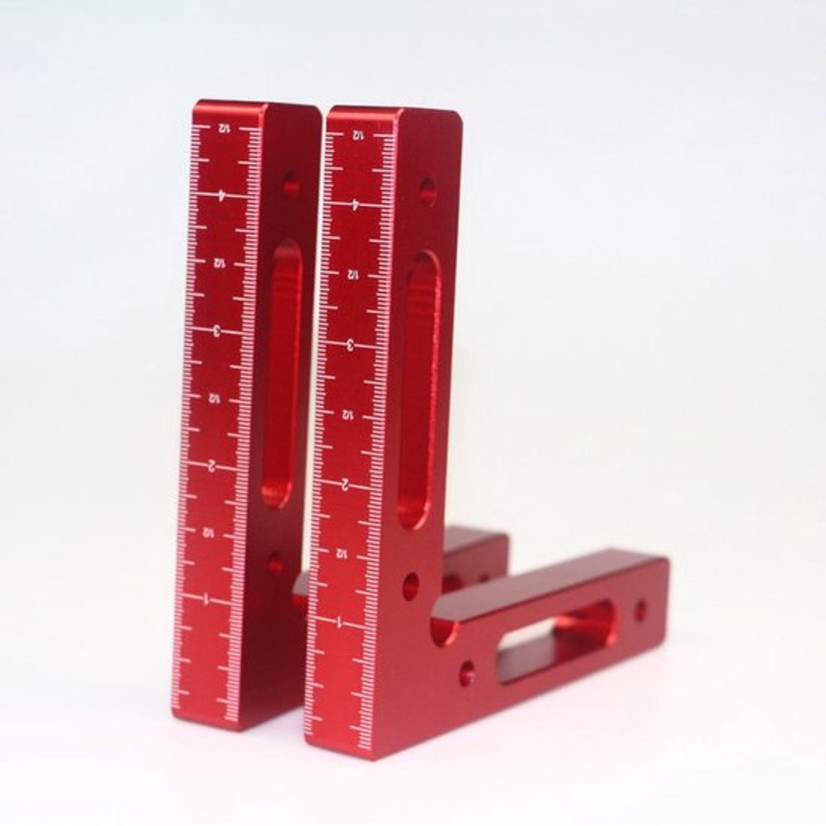2- stuks - 90° haakse houtbewerkingsgereedschapsklem 4,7" x 4,7" L-type hoekklem Aluminiumlegering framebevestiging Liniaalhoek voor houtbewerking Fotolijsten Dozen Kasten