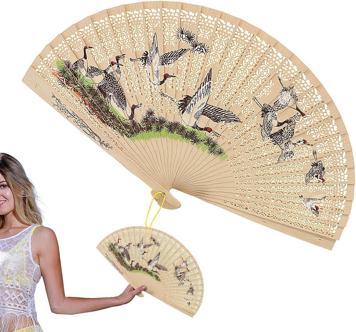 Oosterse zakventilator - Opvouwbare handventilator - Warme dagen verkoeling - Traditioneel cultuurornament - 30 millimeter - Uniek