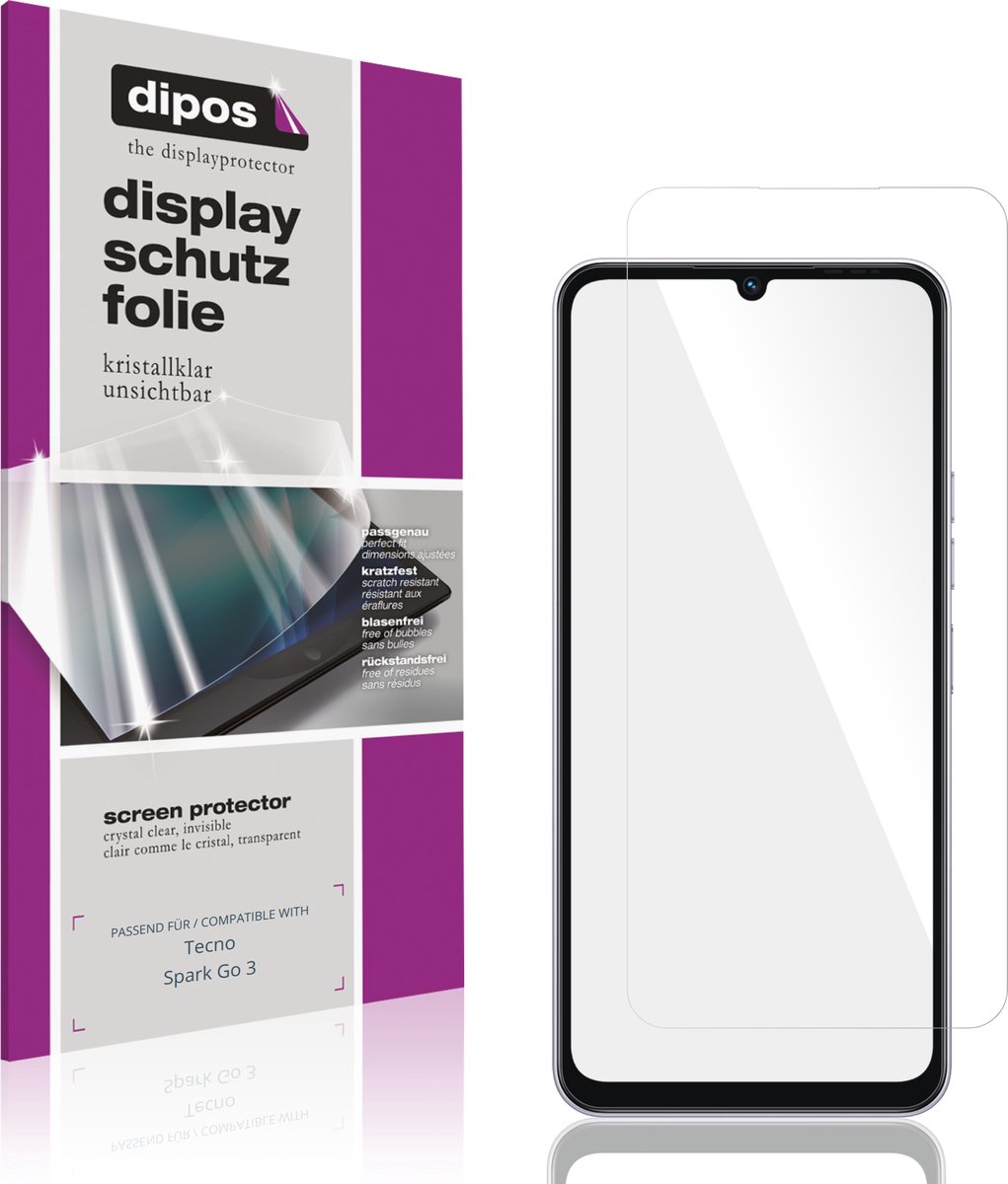 dipos – 4x Beschermfolie geschikt voor Tecno Spark Go 3 | Krasbestendige & heldere Screenprotector Ultra-Thin
